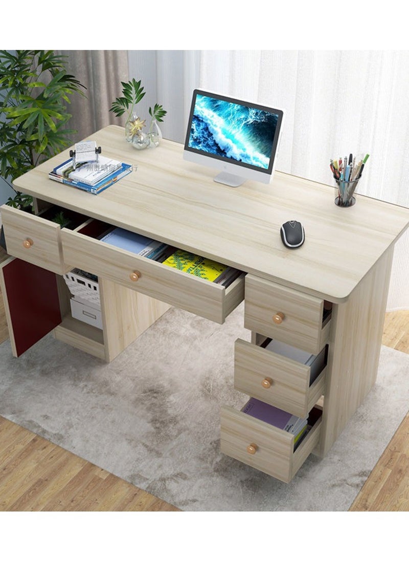 CityRiya-Long - Computer Desk Home Office Computer Table 120cm Gaming Desk PC Laptop Table Desk Game Desk Writing Study Desk Workstation Modern Simple Office Computer Table Study Table with Shelves - Image 1