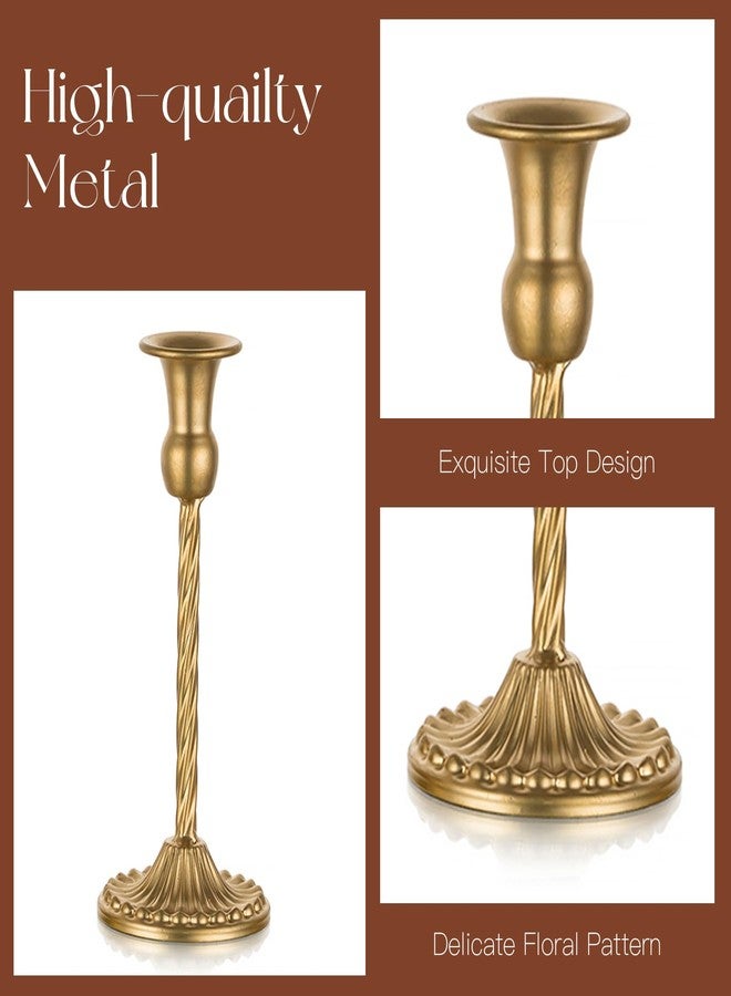 Candeldo Gold Candlestick Candle Holders: Tall Taper Candles Stick Holder Bulk Wedding Decor Set of 10 Brass Dinning Table Centerpiece Vintage Metal Candle Stand - Image 3