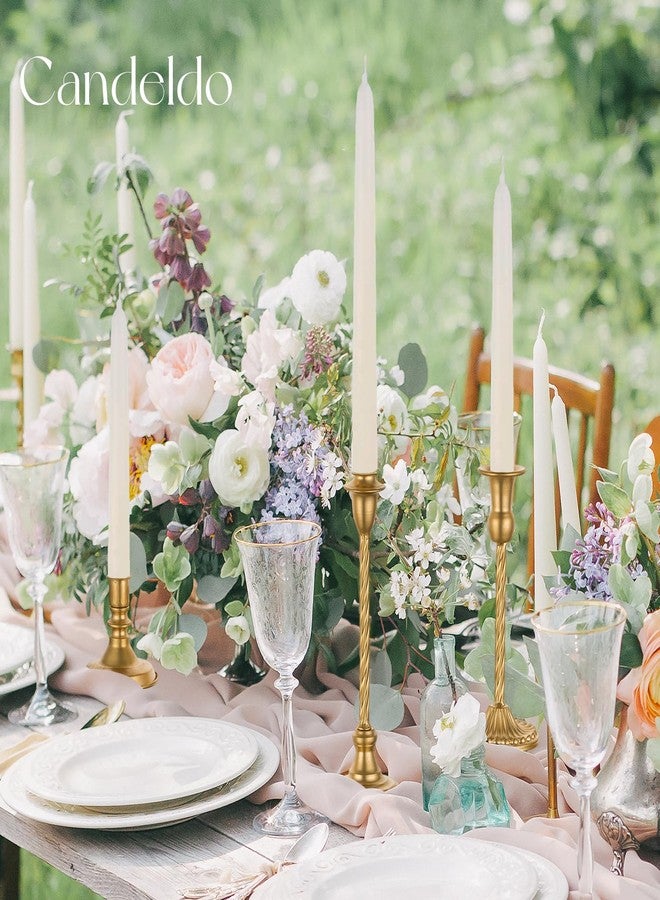 Candeldo Gold Candlestick Candle Holders: Tall Taper Candles Stick Holder Bulk Wedding Decor Set of 10 Brass Dinning Table Centerpiece Vintage Metal Candle Stand - Image 5