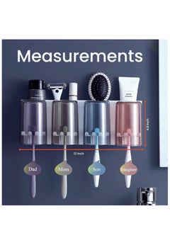 Smartwattz Cups Wall Mounted Toothbrush Holder with dispenser, Multifunctional Space Saving Transparent Tooth Brush holder Toothpaste Holder for Bathroom  - Image 5