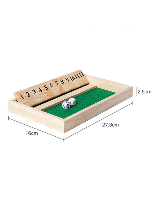 Shut The Box Dice Game Board Game | Travel Size 11'' Wooden | 12 Numbers | 2 Classic Dice  2 Number Dice | Storage Bag | Instructions | Math Learning Classroom | Kids, Adults - Image 4