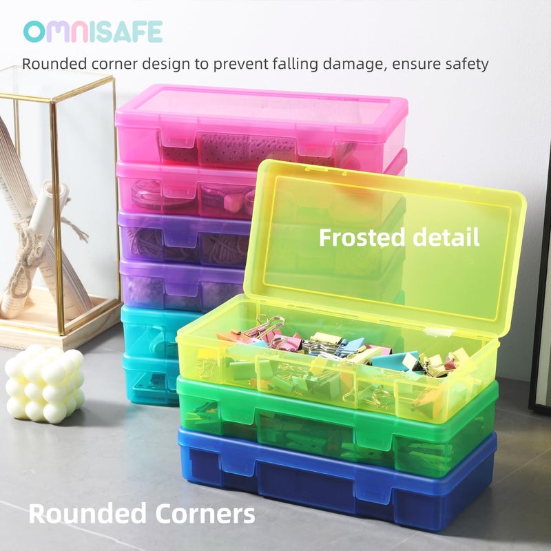 OMNISAFE 9 Pack Medium Colored Plastic Hobby Art Craft Organizer, Mini Plastic Storage Containers with Latching Lid, for Pencil Box, Lego, Crayon (Colorful) - Image 4