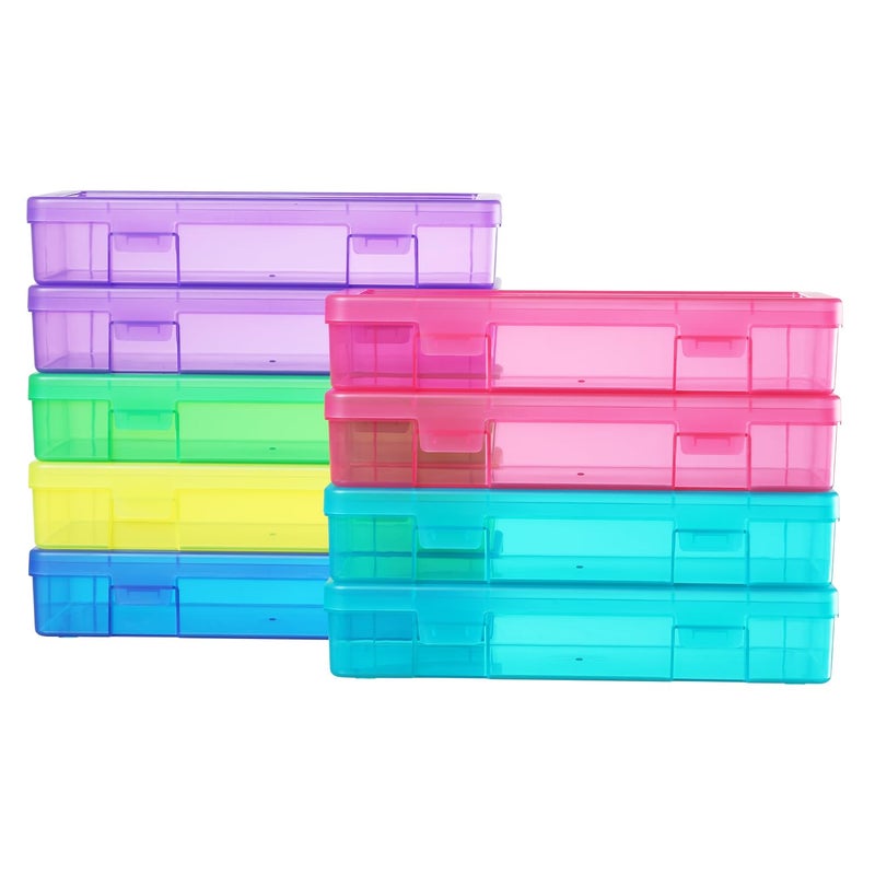 OMNISAFE 9 Pack Medium Colored Plastic Hobby Art Craft Organizer, Mini Plastic Storage Containers with Latching Lid, for Pencil Box, Lego, Crayon (Colorful) - Image 1