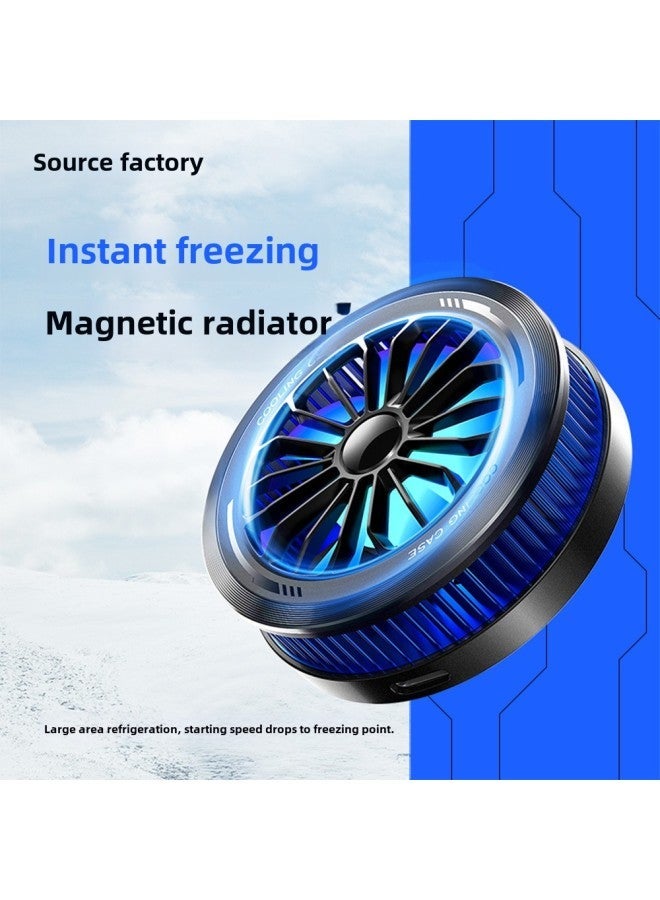 Semiconductor Magnetic Suction Mobile Phone Radiator Flat Panel Live Universal Chicken Cooling Speed Fan-Color:Black [Upgraded Version]]  - Image 1