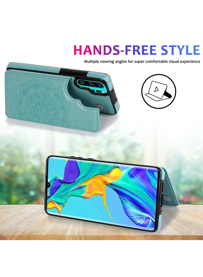 S-TOP Case For Huawei P30 Double Buckle Mandala Pattern PU+TPU Protective Case with Card Slots & Holder & Photo Frame - Image 4