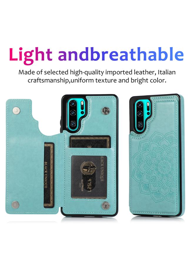 S-TOP Case For Huawei P30 Double Buckle Mandala Pattern PU+TPU Protective Case with Card Slots & Holder & Photo Frame - Image 5