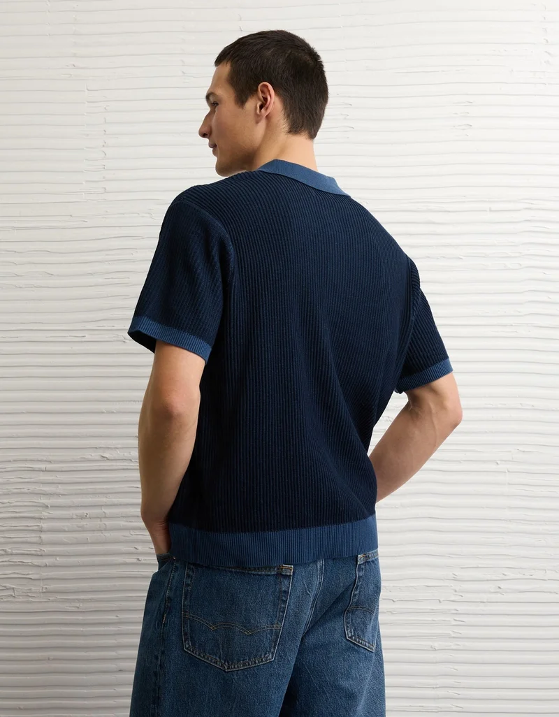 American Eagle  AE Striped Button-Up Sweater Polo for Men | Best Price UAE