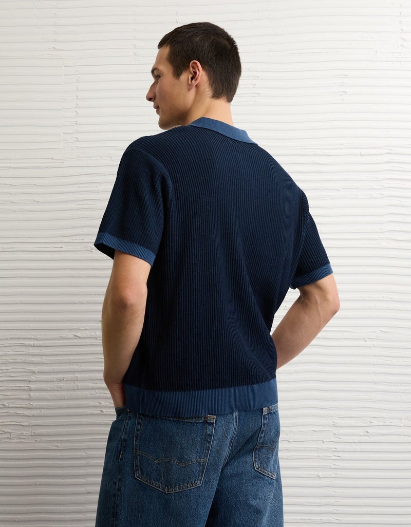 American Eagle AE Striped Button-Up Sweater Polo - Image 2
