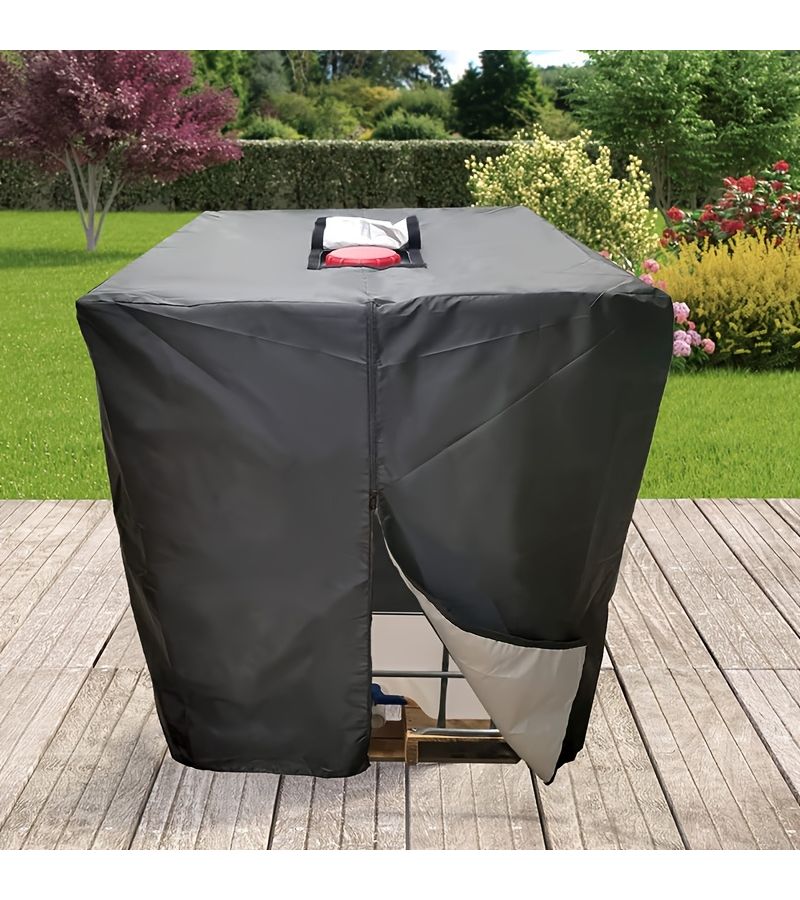 Black IBC Ton Bucket Cover 264gal Outdoor Water Tank 1000L Heavy Duty Canvas - Image 1