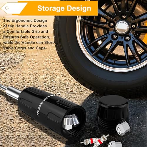 ATsafepro Valve Core Removal Tool, Valve Stem Removal Tool Contains 4 Schrade Valve Cores and 4 Tire Valve Caps, Schrader Valve Removal Tool Quick Repair Kit, Valve Core Tool Easy to Carry - Image 3