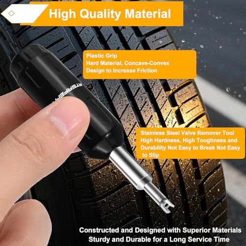 ATsafepro Valve Core Removal Tool, Valve Stem Removal Tool Contains 4 Schrade Valve Cores and 4 Tire Valve Caps, Schrader Valve Removal Tool Quick Repair Kit, Valve Core Tool Easy to Carry - Image 2