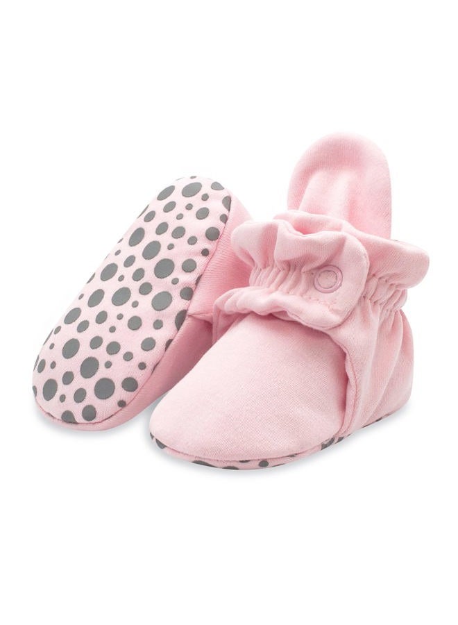 Zutano Unisex Organic Cotton Baby Booties With Gripper Soles, Baby Pink Solid, 12M - Image 1
