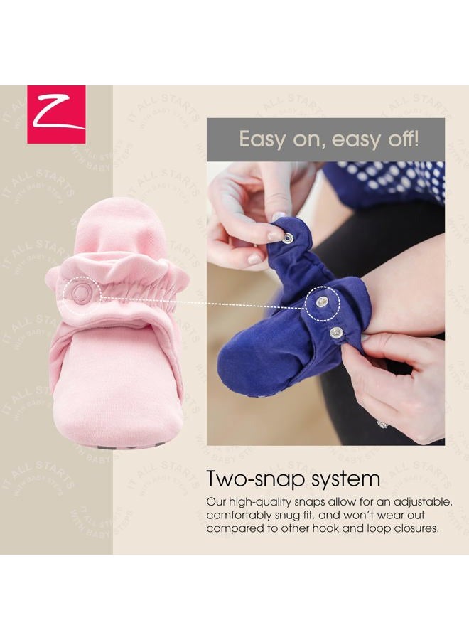 Zutano Unisex Organic Cotton Baby Booties With Gripper Soles, Baby Pink Solid, 12M - Image 3