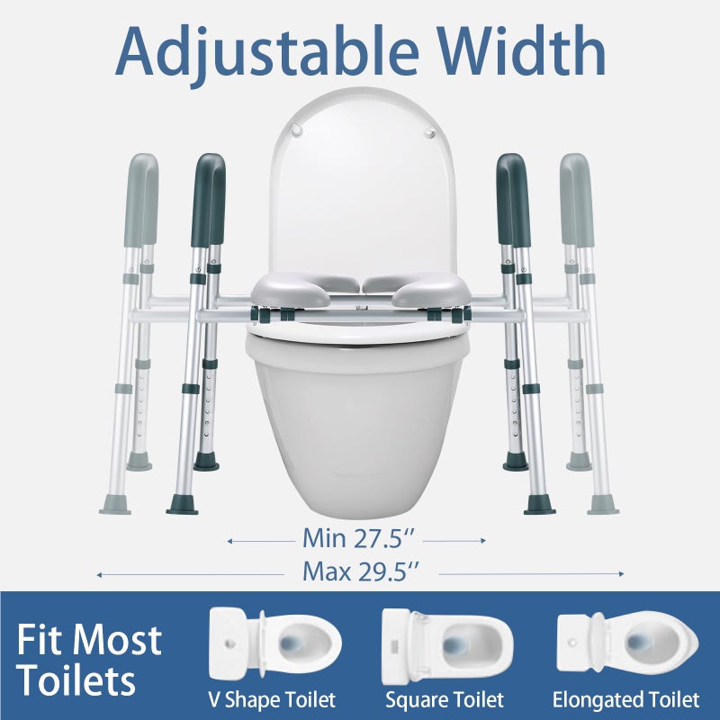 Xentrawave Raised Toilet Seat with Handles, Toilet Seat Riser for Seniors with Adjustable Height & Width, 400lb Cozy Padded Elevated Toilet Seat for Elderly, Handicap and Disabled, Fit Any Toilet - Image 3