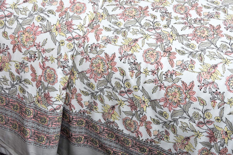 Braise Premium 100% Pure Cotton Double Bedsheet 90 x 108 inches with 2 Pillow Covers (Floral Grey) - Image 2