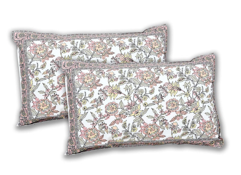 Braise Premium 100% Pure Cotton Double Bedsheet 90 x 108 inches with 2 Pillow Covers (Floral Grey) - Image 3