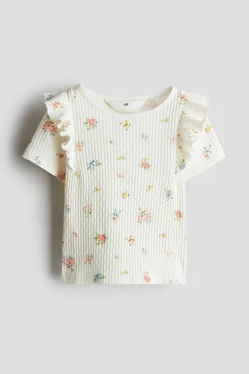 اتش اند ام Flounce-trimmed cotton top