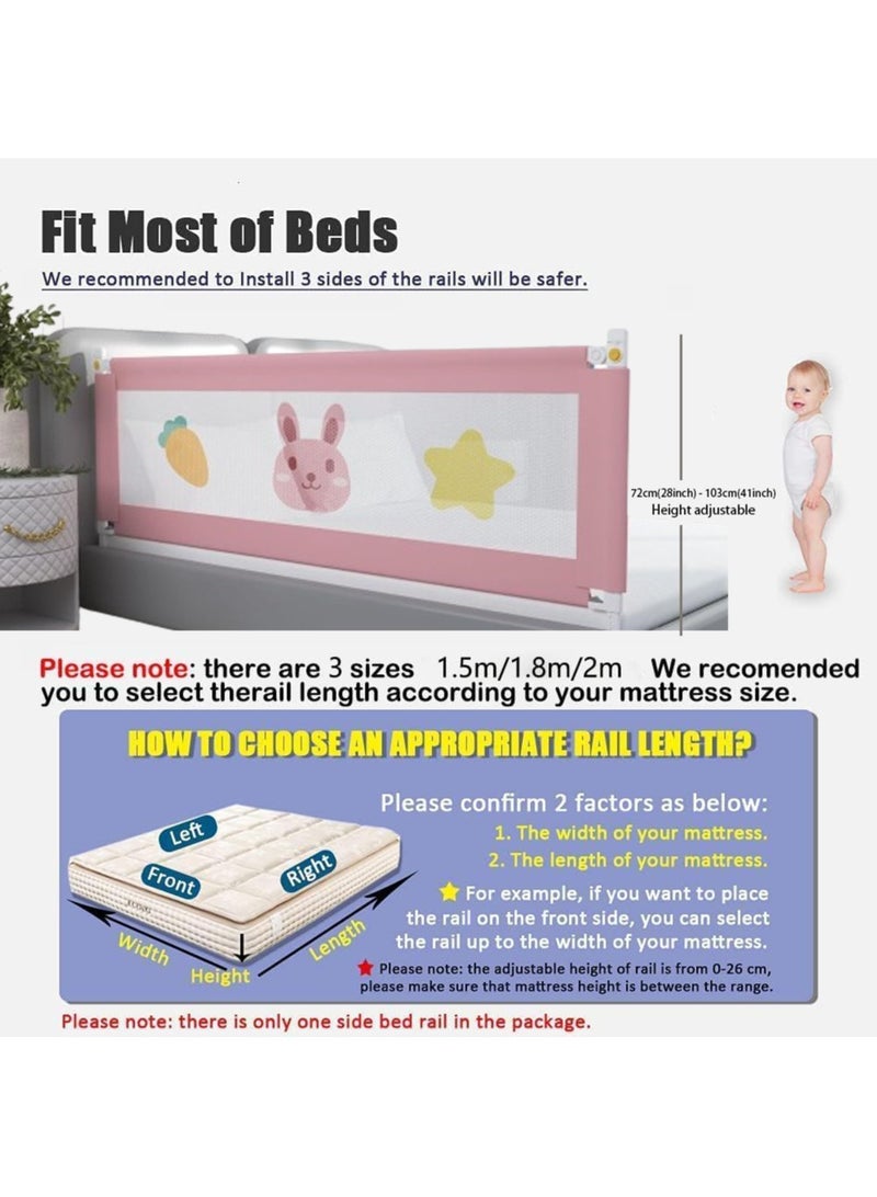 Foldable Crib Guardrails Toddler Bed Fence Upgraded and Reinforced Safety Bed Guardrails Suitable for Cribs Single Beds And Double Beds (Rabbit 1Pcs)  - Image 3