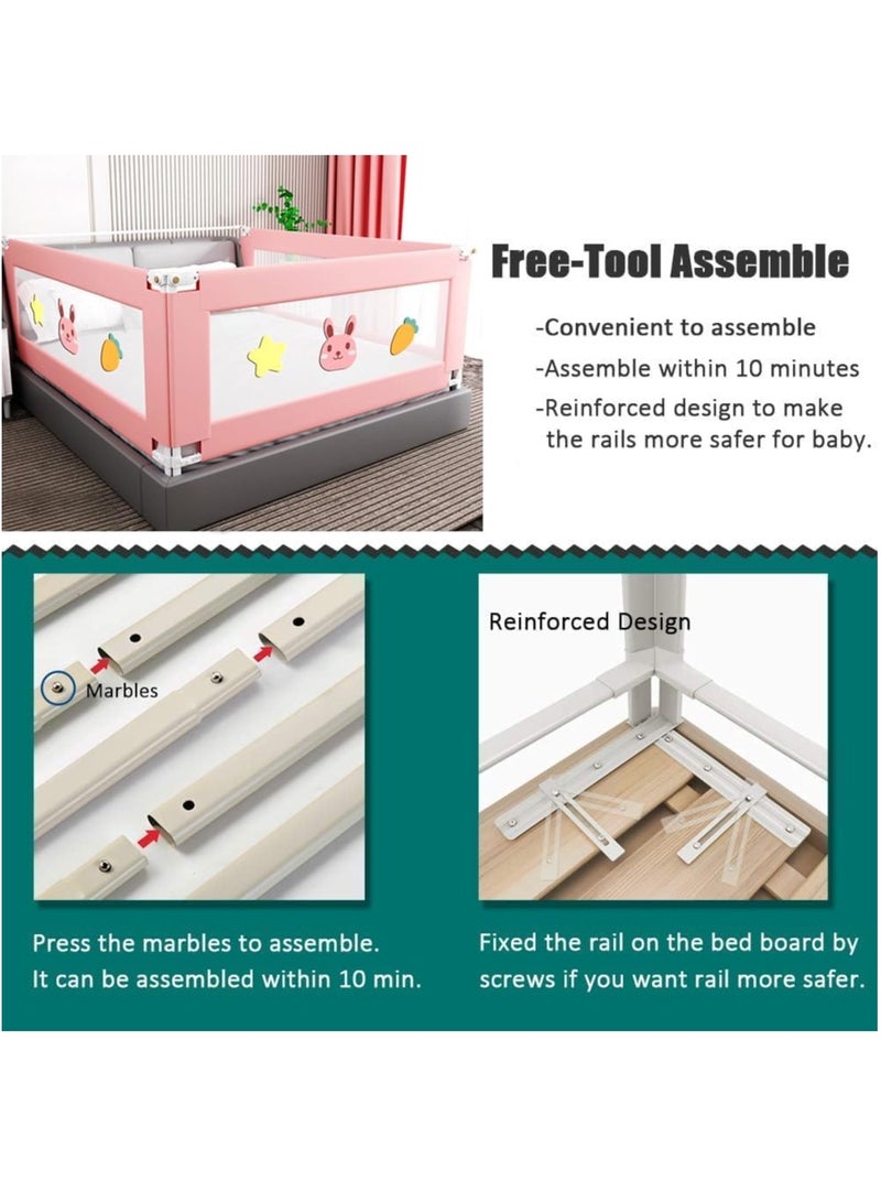 Foldable Crib Guardrails Toddler Bed Fence Upgraded and Reinforced Safety Bed Guardrails Suitable for Cribs Single Beds And Double Beds (Rabbit 1Pcs)  - Image 4