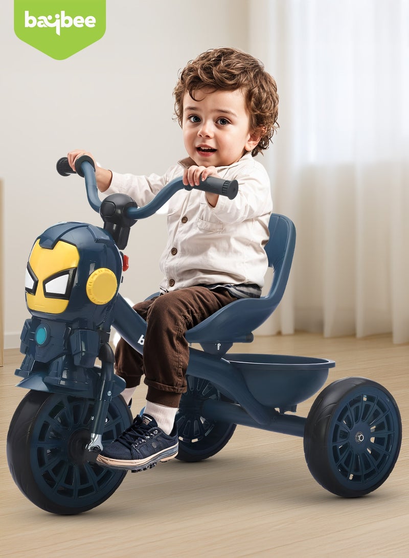 BAYBEE Blaze Baby Tricycle for Kids, Smart Plug n Play Kids Cycle with Music, Light, High backrest & Rear Storage Baskets | Kids Tricycle | Baby Cycle for Kids 2 to 5 Years Boy Girl Blue - Image 3
