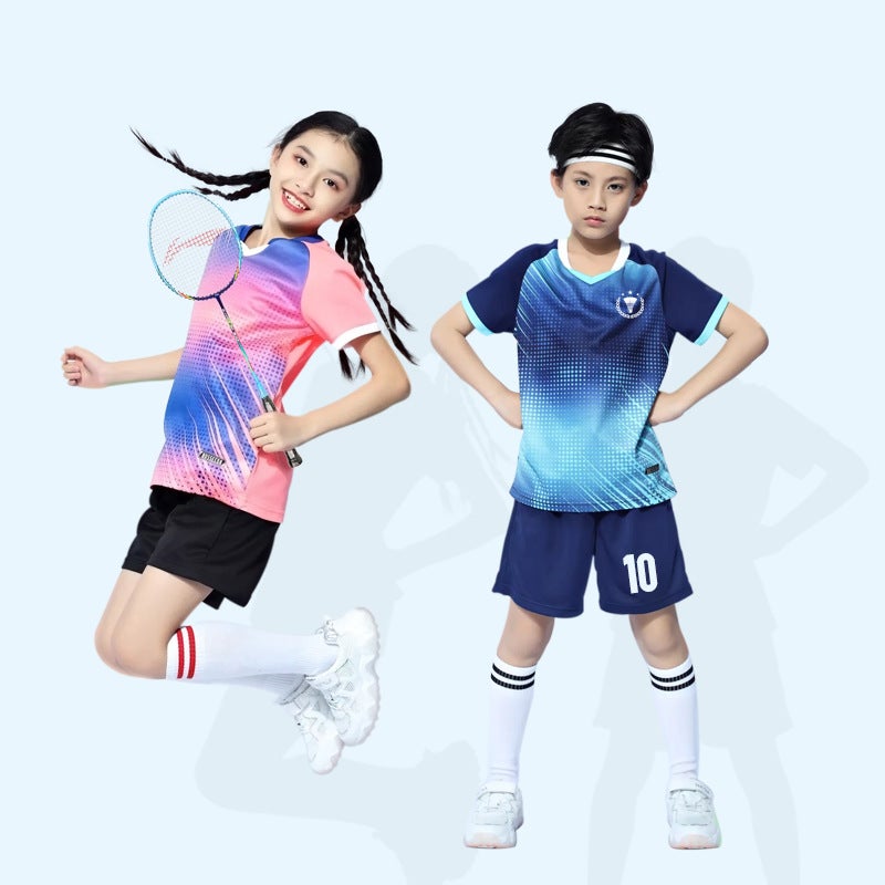 Badminton Suit For Boys And Girls, Printed Student Running Training Suit, Short-Sleeved Tennis Football Suit, Table Tennis Suit - Image 2