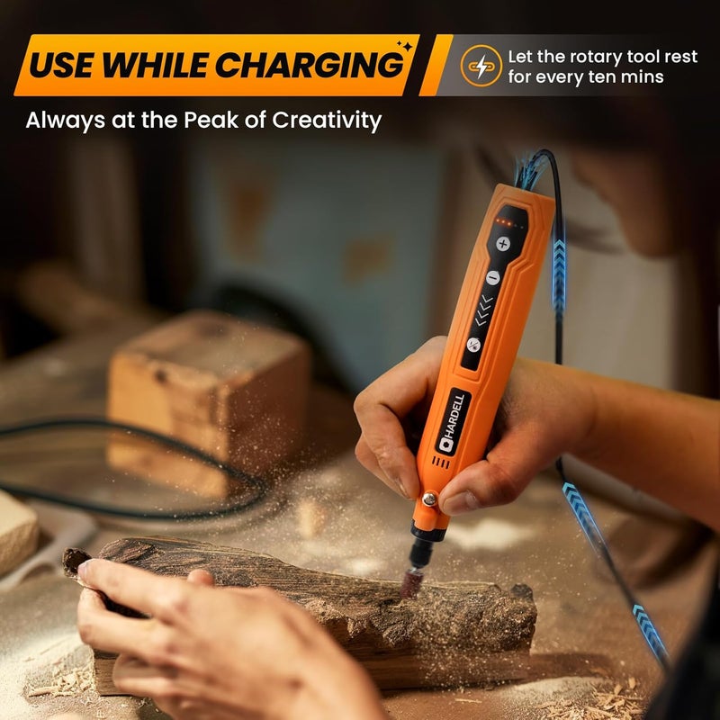 HARDELL Cordless Rotary Tool Kit with 69 Accessories - 5-Speed Mini Power Tool, USB Rechargeable for Drilling, Sanding, Polishing, Engraving (DIY & Crafts) - Image 2