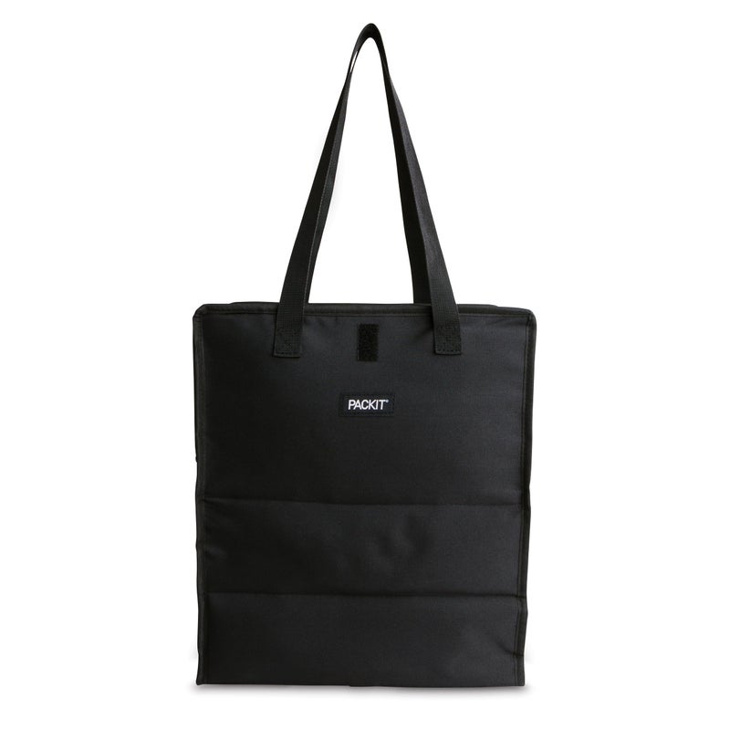 PackIt(R) Freezable Grocery Tote, Black, Built with EcoFreeze(R) Technology, Foldable, Collapsible, Reusable, Zip Closure, Dual handles, Great for Transporting Fresh Groceries - Image 1