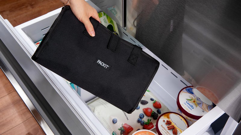 PackIt(R) Freezable Grocery Tote, Black, Built with EcoFreeze(R) Technology, Foldable, Collapsible, Reusable, Zip Closure, Dual handles, Great for Transporting Fresh Groceries - Image 2