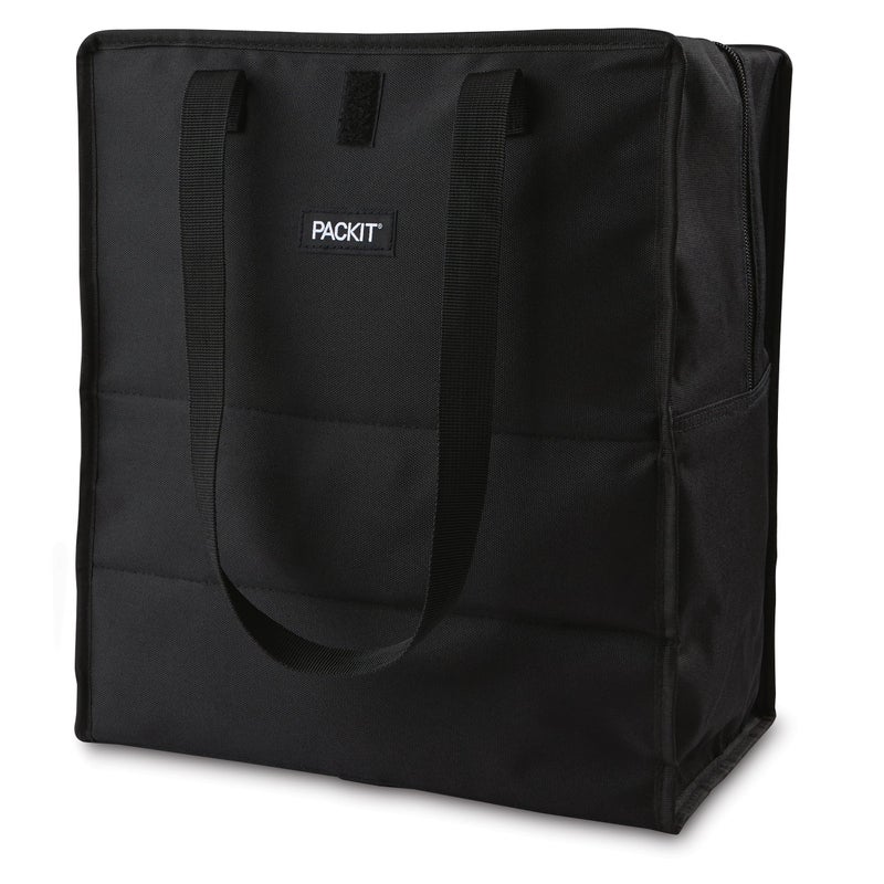 PackIt(R) Freezable Grocery Tote, Black, Built with EcoFreeze(R) Technology, Foldable, Collapsible, Reusable, Zip Closure, Dual handles, Great for Transporting Fresh Groceries - Image 4