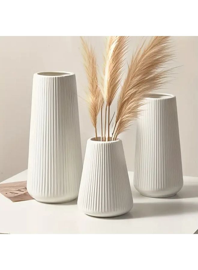 مزهرية صغيرة 1 قطعة مخططة عصرية غير قابلة للكسر من البلاستيك لمزهرية الزهور المجففة ديكور المنزل - Image 5