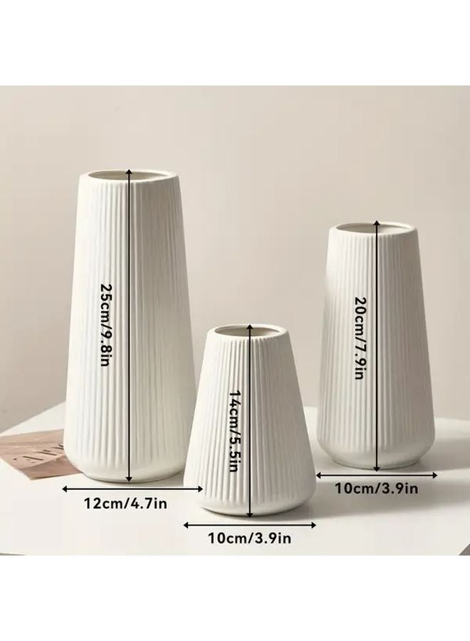 مزهرية صغيرة 1 قطعة مخططة عصرية غير قابلة للكسر من البلاستيك لمزهرية الزهور المجففة ديكور المنزل - Image 4