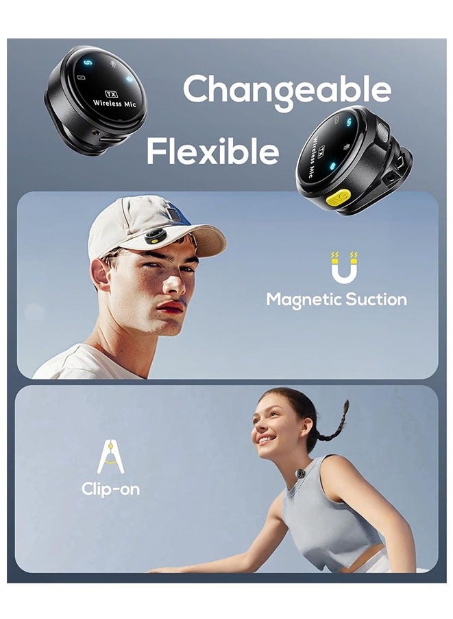 Muyixin ميكروفون لاسلكي لجهاز iPhone/Android ميكروفونات لابيل صغيرة مع موصل USB-C - تشغيل مباشر، ميكروفون صغير مع إلغاء الضوضاء بتردد 2.4GHz، علبة شحن متضمنة، نطاق 100 قدم للبث، المدونات، تيك توك ويوتيوب - Image 3