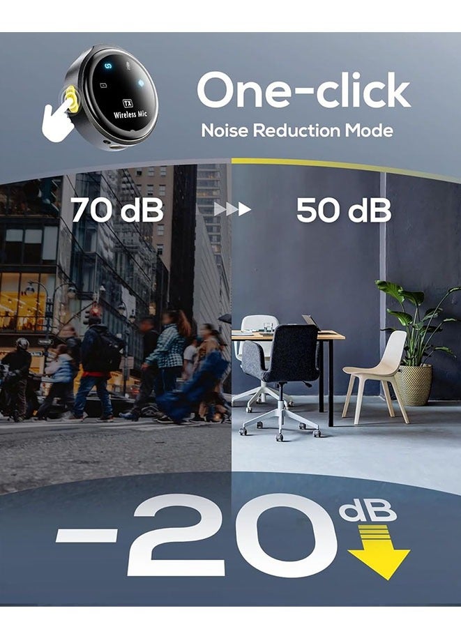 Muyixin ميكروفون لاسلكي لجهاز iPhone/Android ميكروفونات لابيل صغيرة مع موصل USB-C - تشغيل مباشر، ميكروفون صغير مع إلغاء الضوضاء بتردد 2.4GHz، علبة شحن متضمنة، نطاق 100 قدم للبث، المدونات، تيك توك ويوتيوب - Image 5