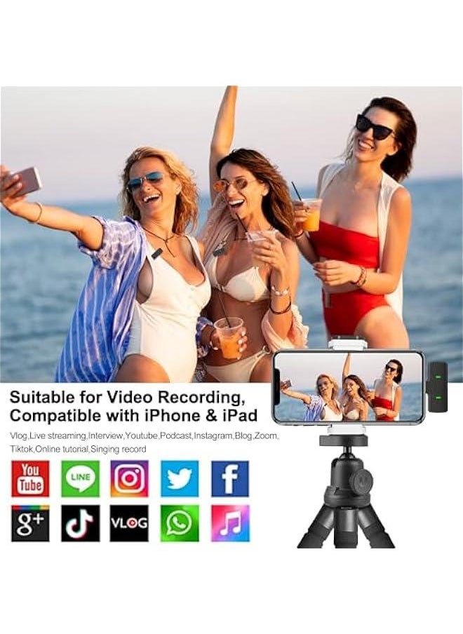 Generic - Wireless Lavalier Microphone for iPhone, Android, Mini Microphone with Noise Cancellation, 8 Hrs Battery Life, Lapel Bluetooth Mic, USB C Wireless Lapel Microphone for Video Recording, Black - Image 1