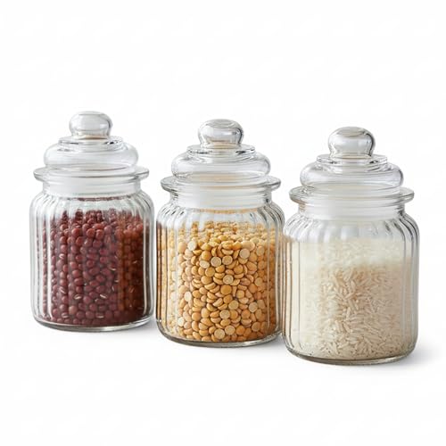 MUAC Glass Jar Set of 3 | Transparent Airtight Storage Containers for Kitchen | Multipurpose Glass Jars for Spices Dry Fruits, Snacks, Pickles | 350 ml Each - Image 5