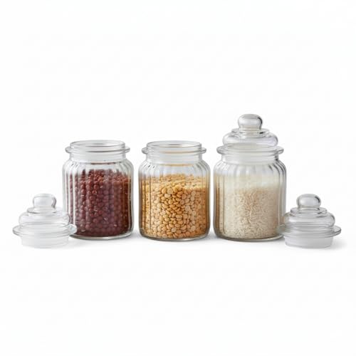 MUAC Glass Jar Set of 3 | Transparent Airtight Storage Containers for Kitchen | Multipurpose Glass Jars for Spices Dry Fruits, Snacks, Pickles | 350 ml Each - Image 4