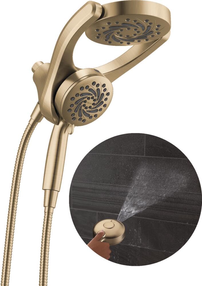Delta 5Setting HydroRain 2in1 Dual Shower Head with ProClean Spray Brushed Gold High Pressure Shower Head with Handheld Spray 175 GPM Flow Rate Champagne Bronze 75419CZ - Image 2