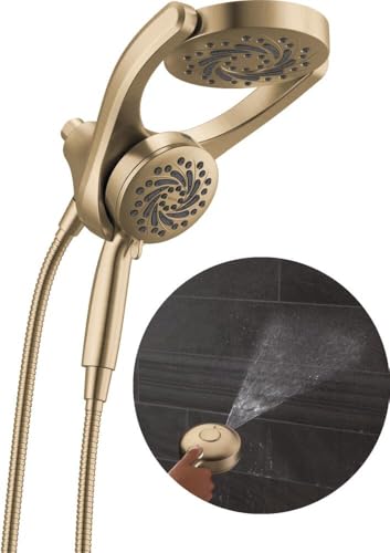 Delta 5Setting HydroRain 2in1 Dual Shower Head with ProClean Spray Brushed Gold High Pressure Shower Head with Handheld Spray 175 GPM Flow Rate Champagne Bronze 75419CZ - Image 1