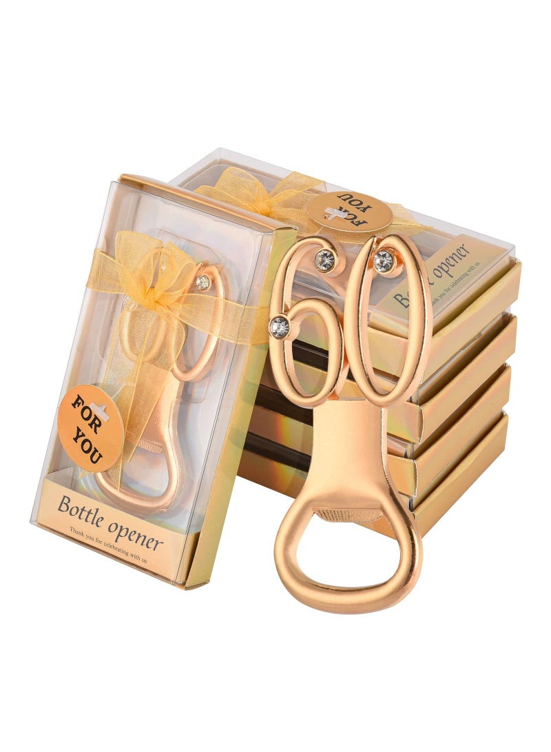 XiuWoo 6PCS Gold 60th Bottle Opener, Birthday Favors Golden Wedding Party Commemorative Items Milestone Accessories Elegant Openers for Celebration Decorations - Image 1