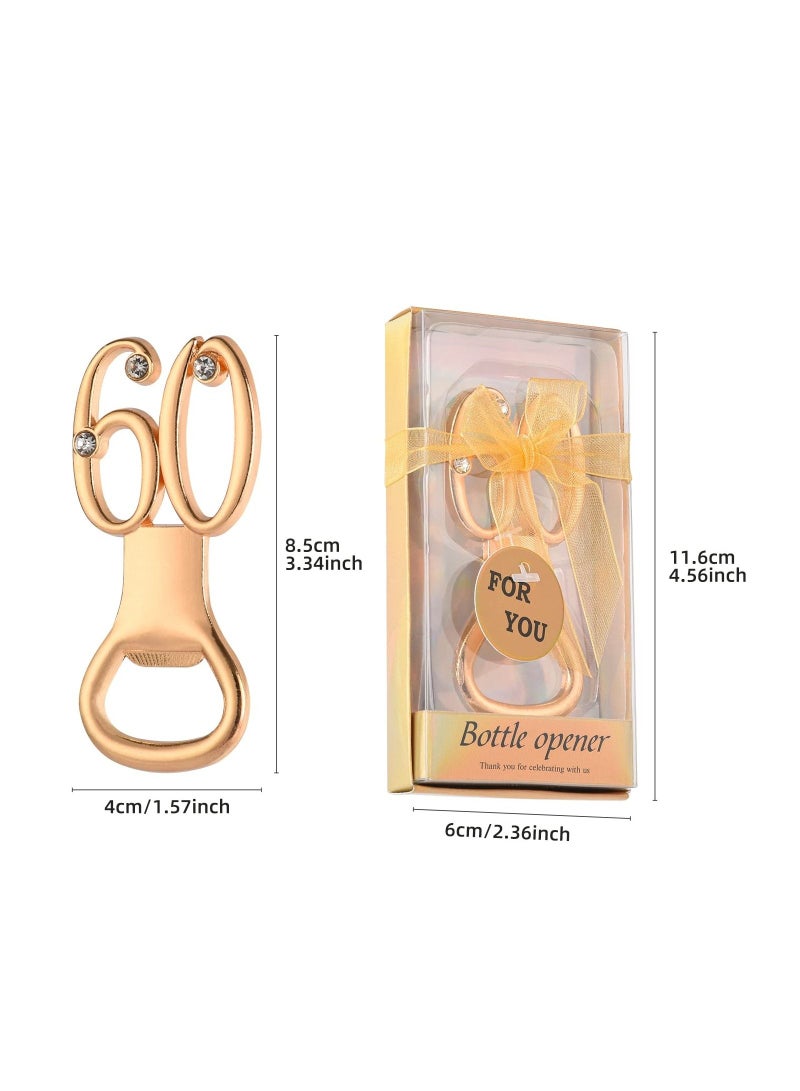 XiuWoo 6PCS Gold 60th Bottle Opener, Birthday Favors Golden Wedding Party Commemorative Items Milestone Accessories Elegant Openers for Celebration Decorations - Image 5