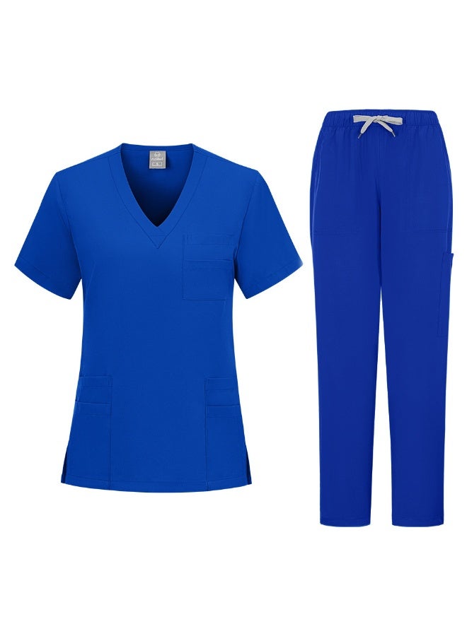 Loquat Womens Medical Scrubs Set Medical Uniform Set Royal Blue - Image 1