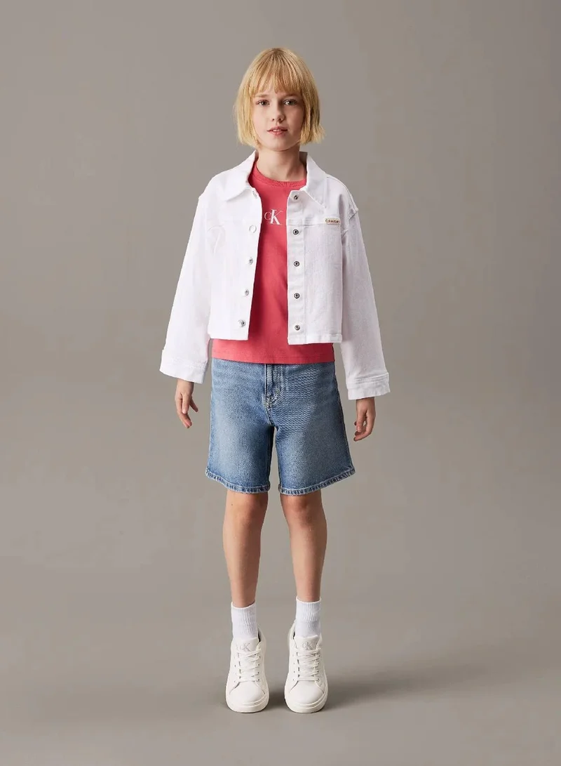 Calvin Klein Jeans White Slim Denim Trucker Jacket for Women | Best Price UAE