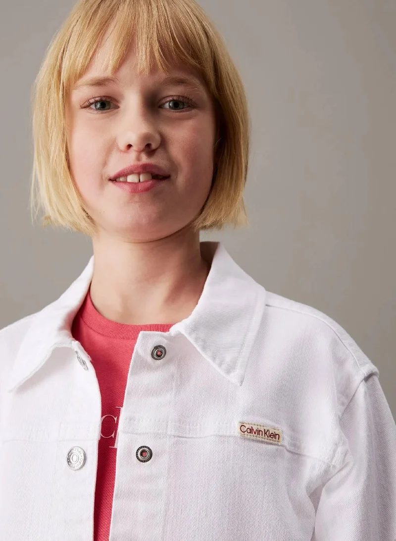 Calvin Klein Jeans White Slim Denim Trucker Jacket for Women | Best Price UAE