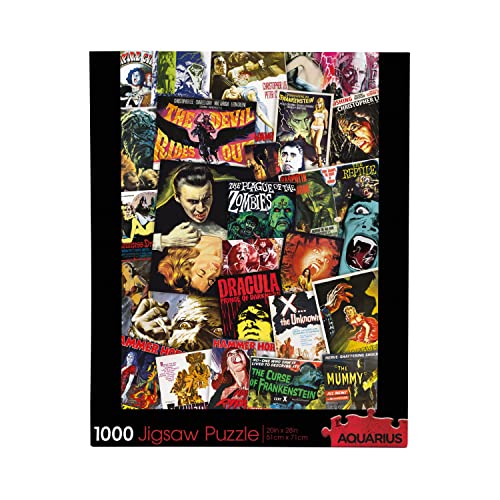 AQUARIUS Hammer Classic Horror Movies Collage 1000 Piece Jigsaw Puzzle Glare Free Precision Fit Virtually No Puzzle DustOfficially Licensed Hammer Merchandise Collectibles20 x 28 65336 - Image 1