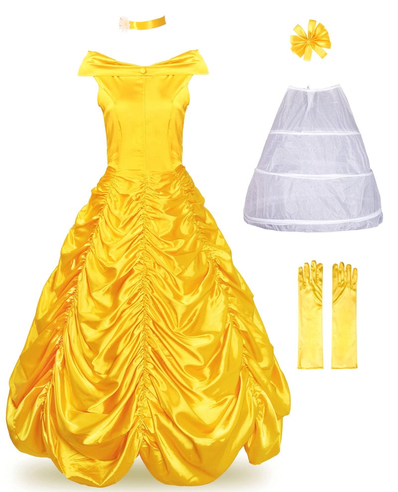 JerrisApparel Womens Princess Costume Halloween Party Dress 2 Yellow