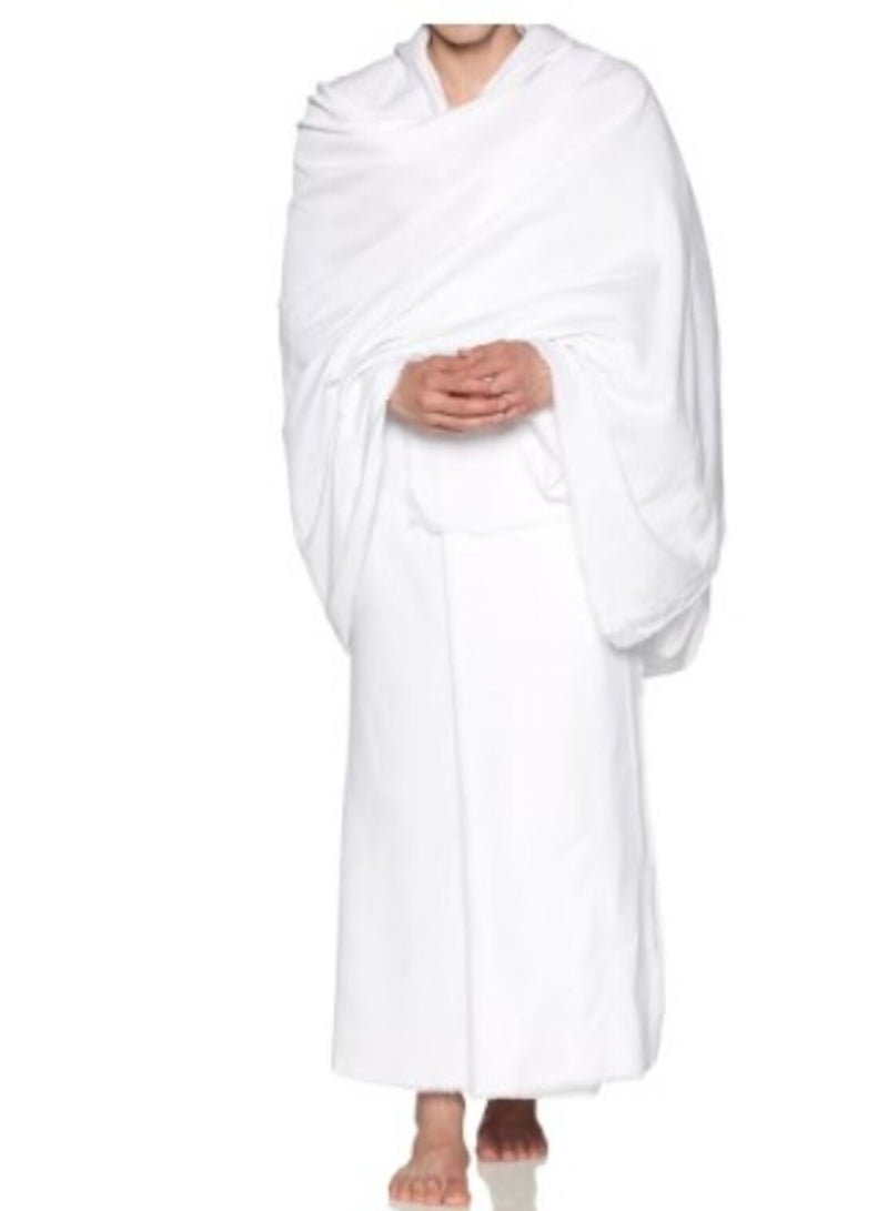 FULL JOY Ihram 2-Piece Hajj And Umrah Religious Cloth For Men , White - Image 1