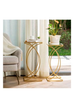 madastore Side table two pieces steel and clear glass  - Image 1