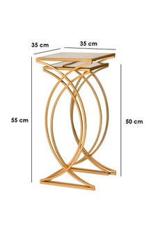 madastore Side table two pieces steel and clear glass  - Image 2