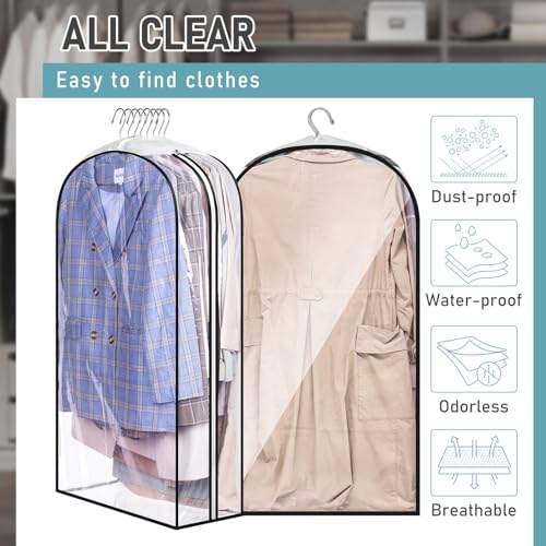 MISSLO 10" Gusseted All Clear Garment Bags for Hanging Clothes 3 Packs 40" Suit Bags for Closet Storage Hanging Clothes Storage Suit Cover for Shirts, Coats, Dresses - Image 5