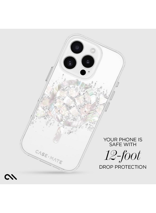 CASE-MATE Case-Mate iPhone 16 Pro Case [Compatible with MagSafe] - Stylish Mother of Pearl Phone Case with 12ft Drop Protection - Premium Magnetic Cover for iPhone 16 Pro - Touch of Pearl  - Image 3